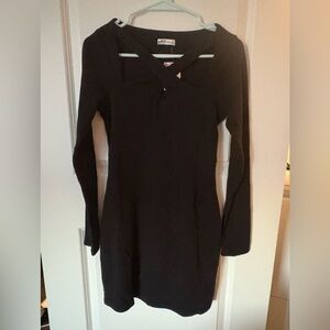 Hollister Black Ribbed Long Sleeve Dress